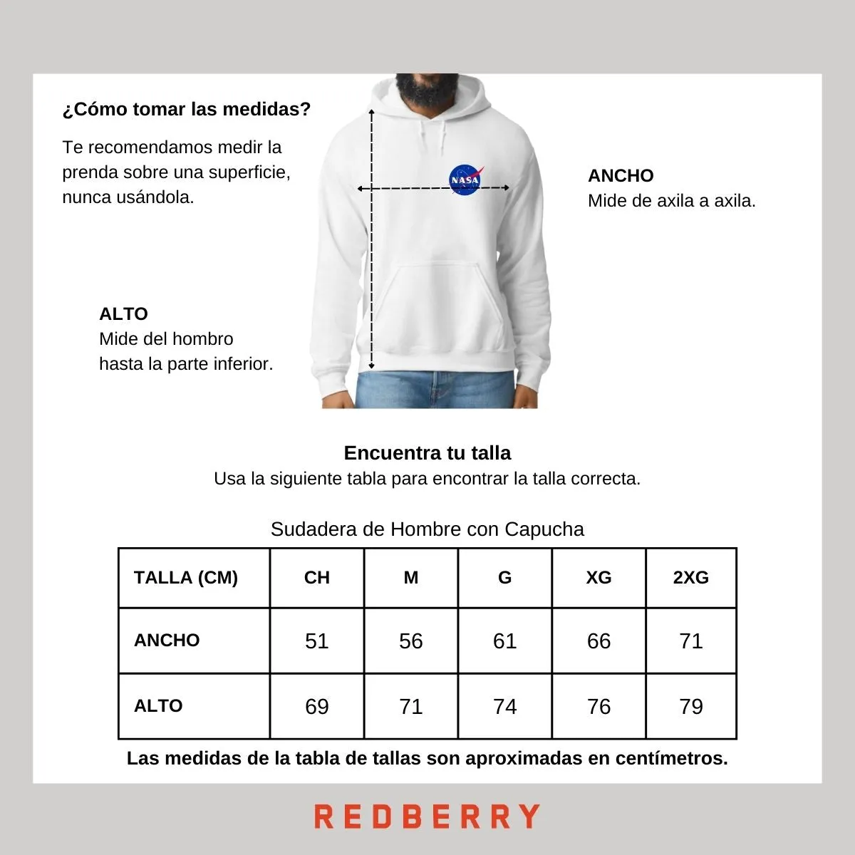 Sudadera Hombre Hoodie Nasa Logo Espacial Escudo