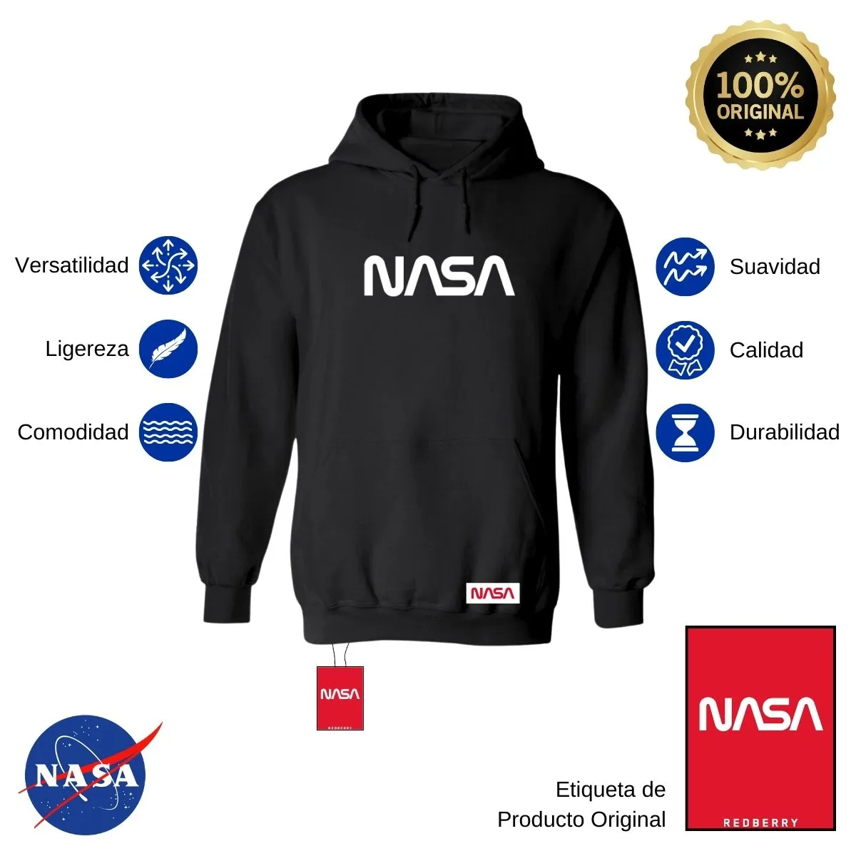 Sudadera para Hombre Hoodie Nasa Worm Mono