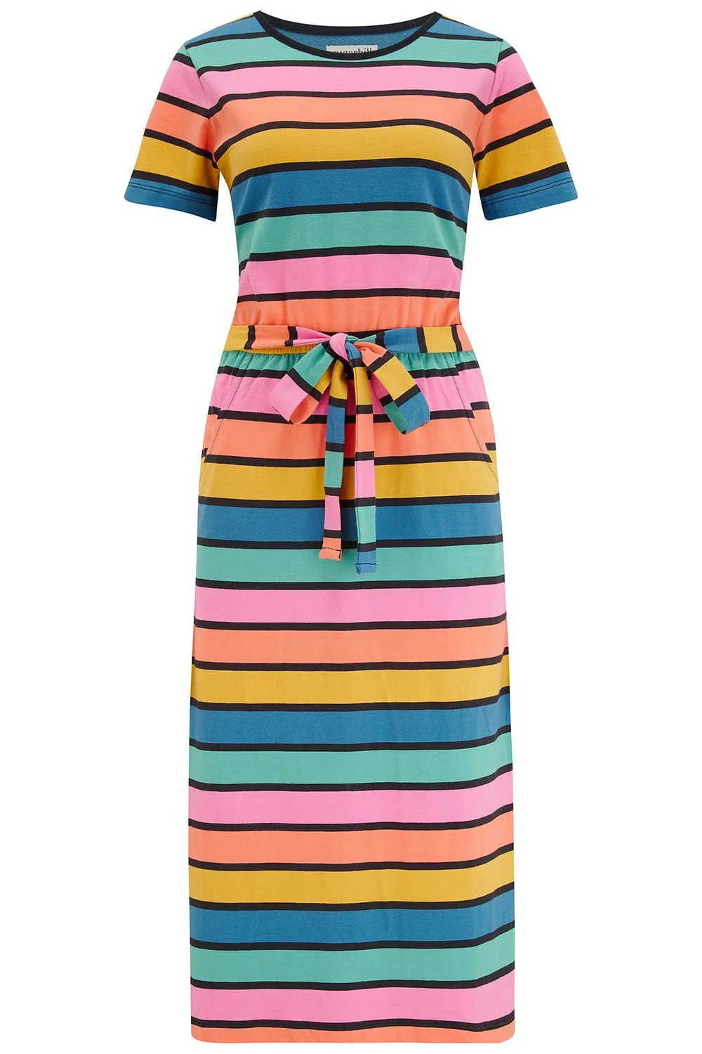 Sugarhill Brighton Flissy Multi Beach Hut Stripes Jersey Midi Dress