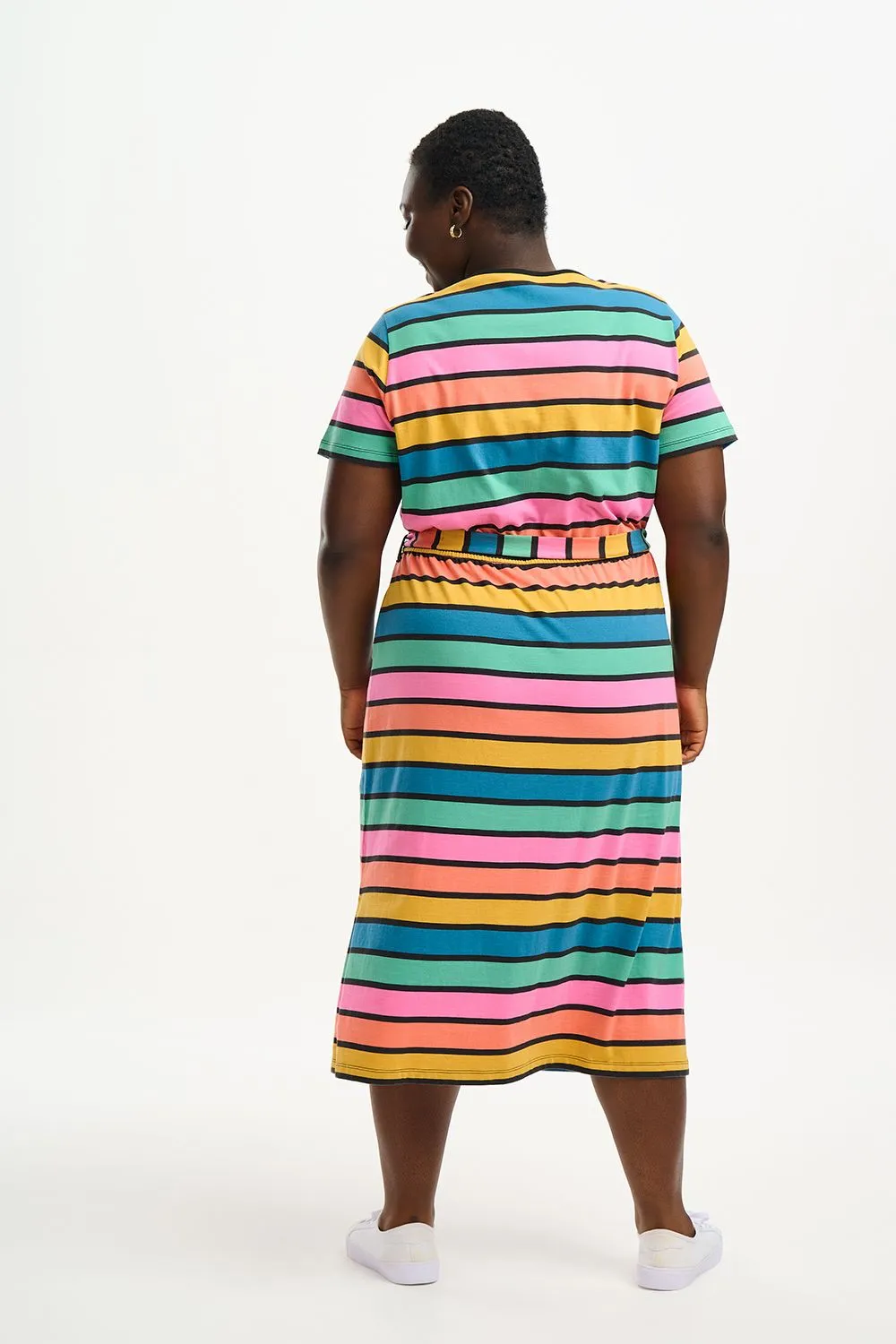 Sugarhill Brighton Flissy Multi Beach Hut Stripes Jersey Midi Dress