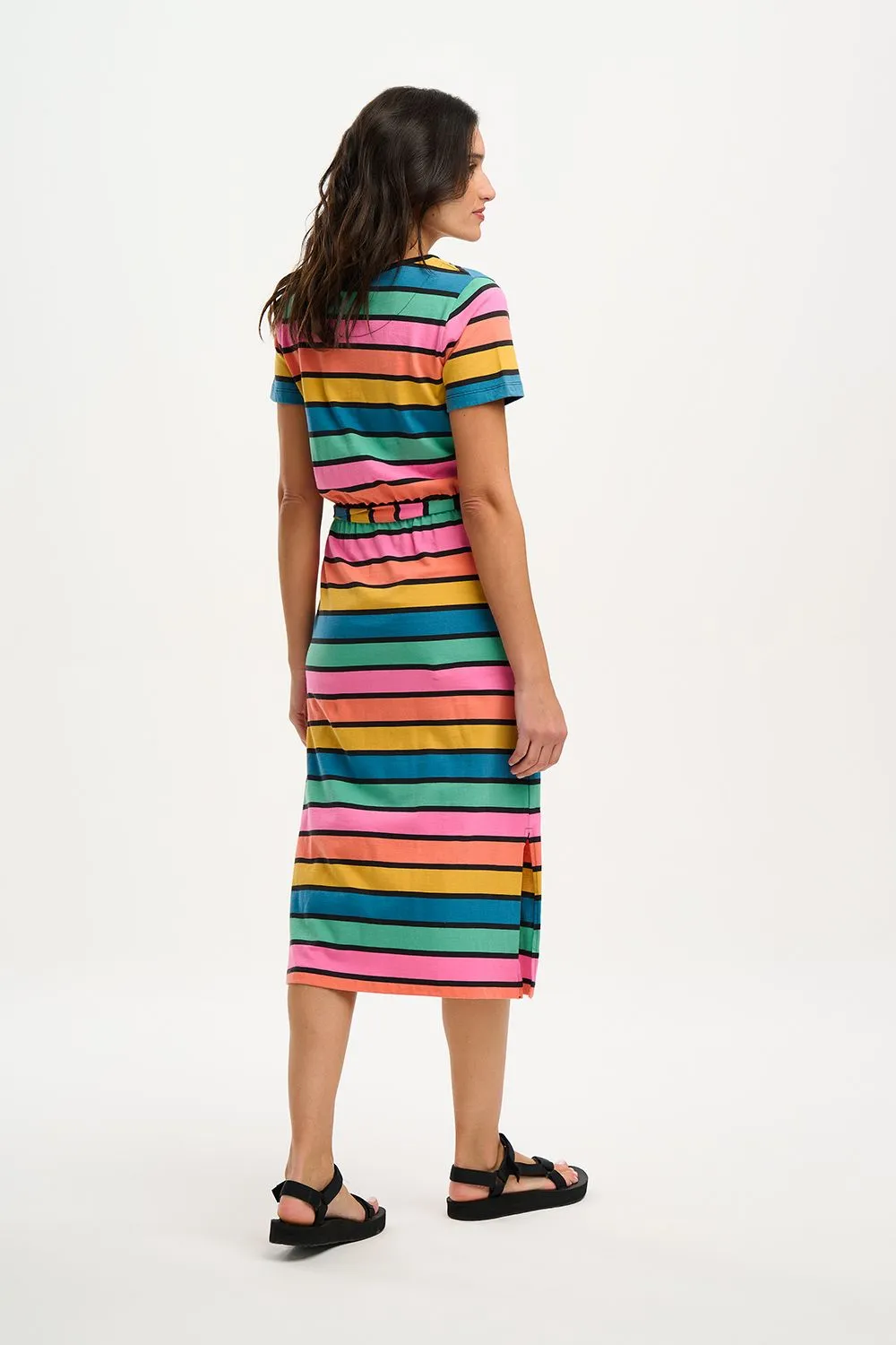 Sugarhill Brighton Flissy Multi Beach Hut Stripes Jersey Midi Dress