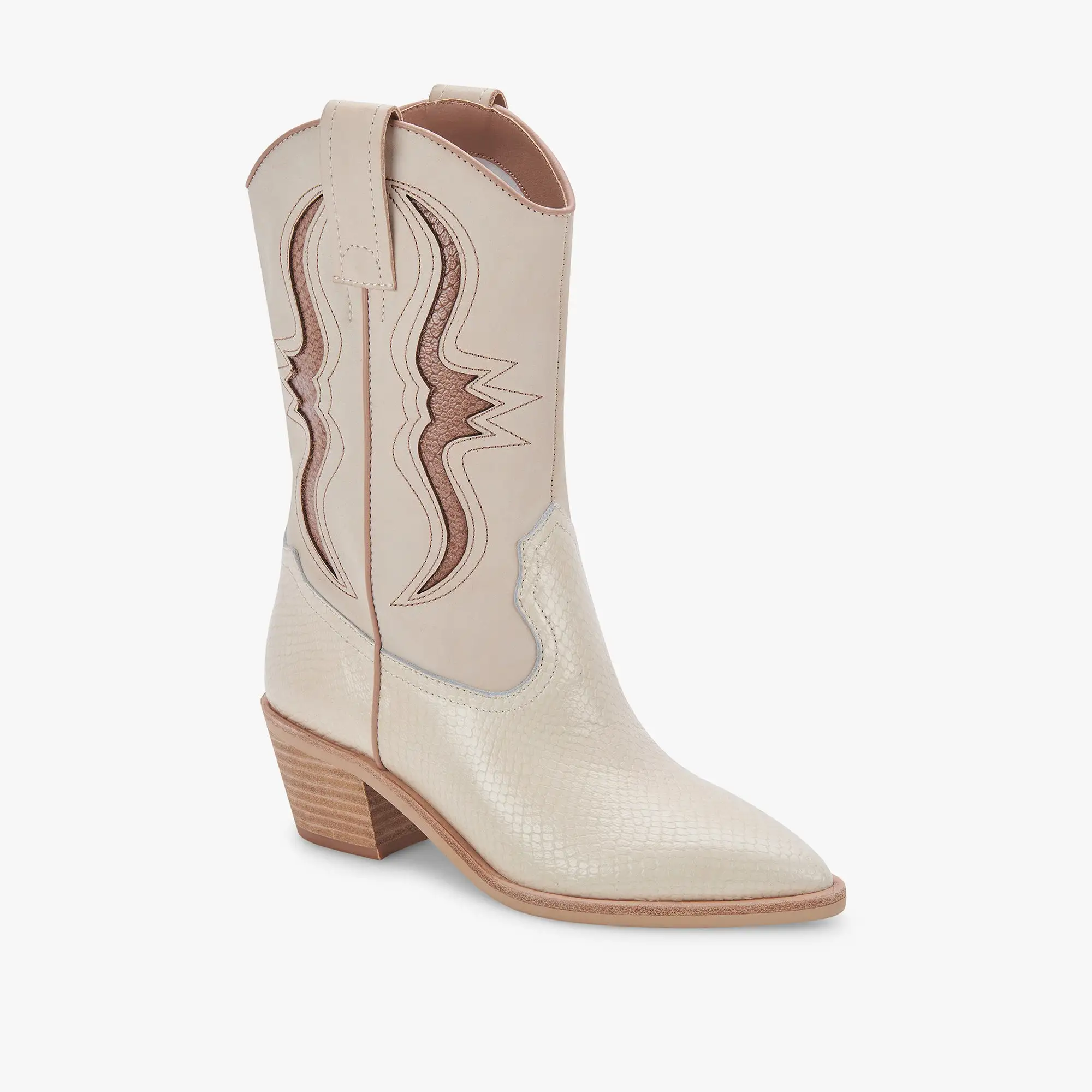 SUZZY BOOTS SAND EMBOSSED LEATHER