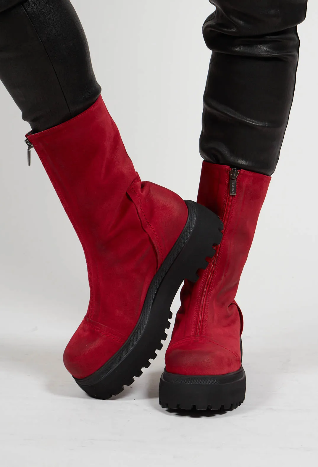 Tall Ankle Boots in London Cherry