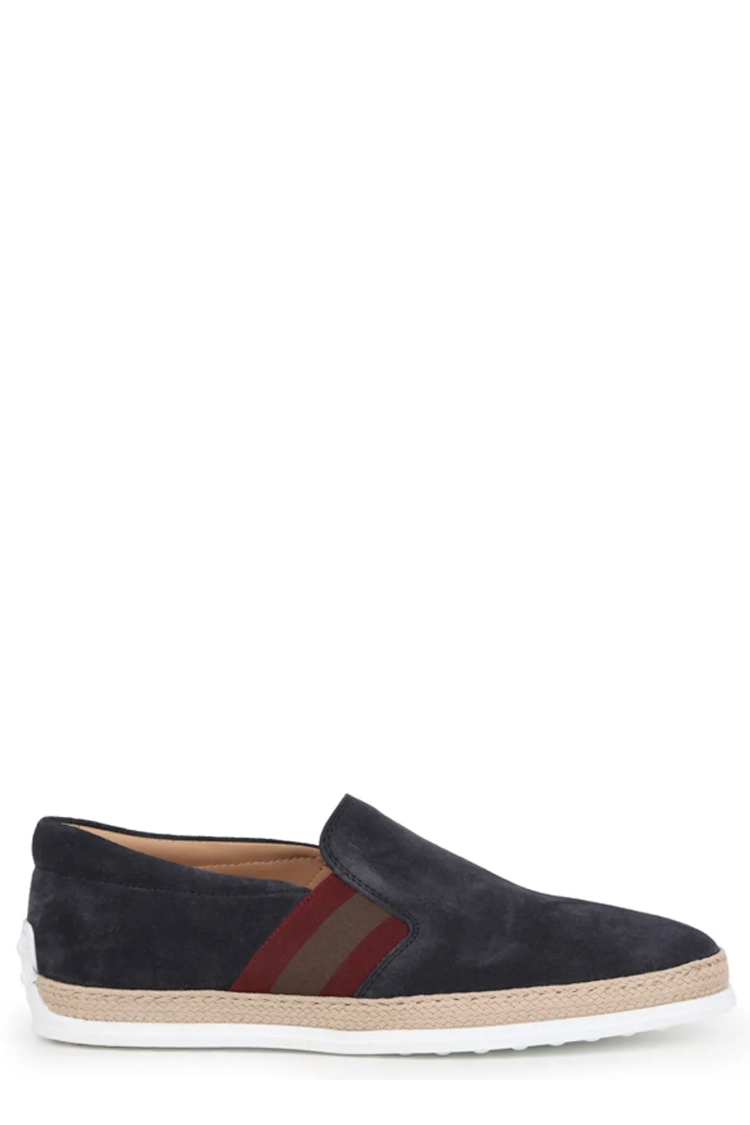 Tod's Almond-Toe Striped Patch Embellished Loafers