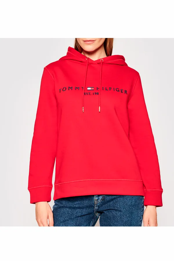 Tommy Hilfiger Women Est. Logo Hoodie Red