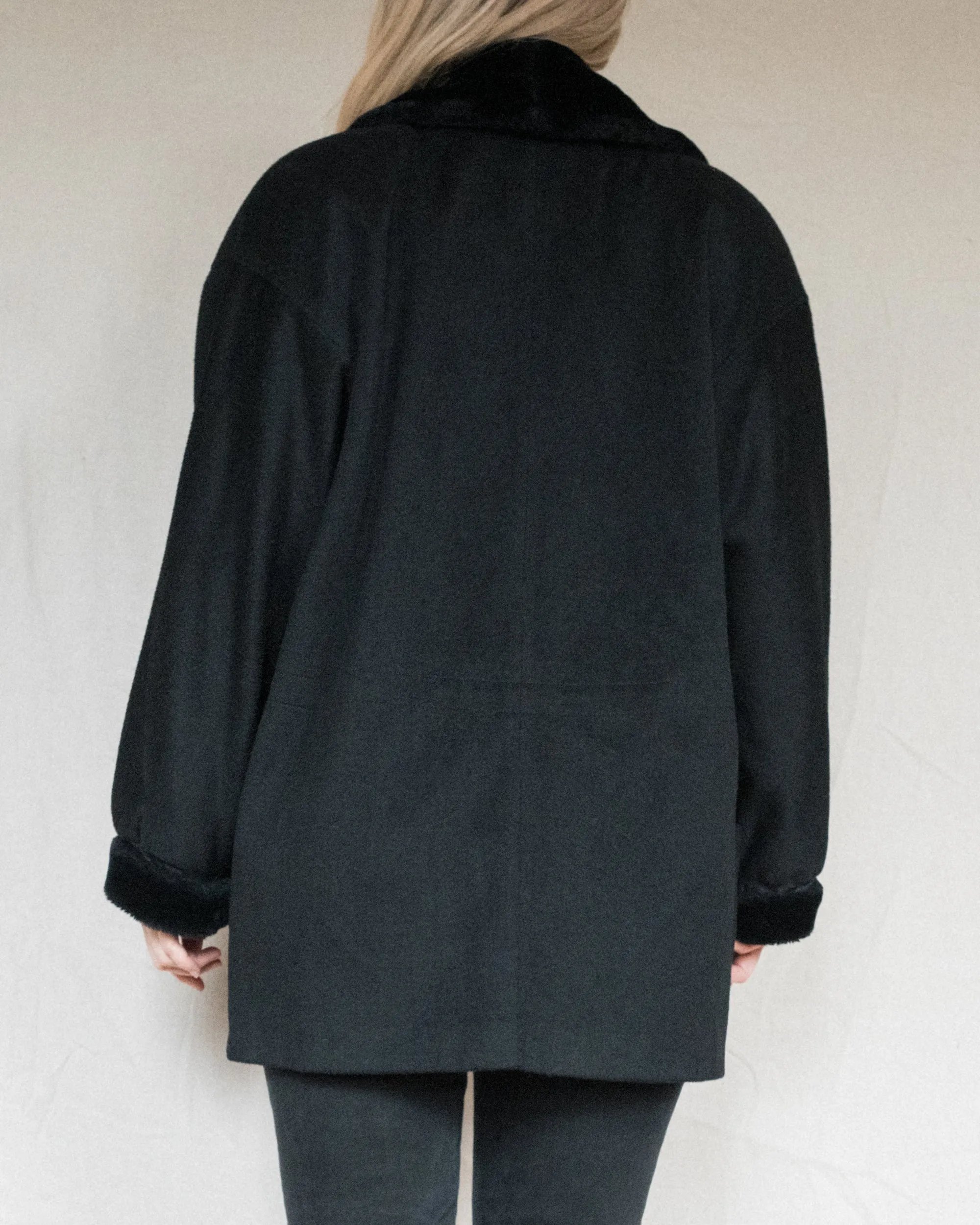 Vintage Black Wool Jacket (M)