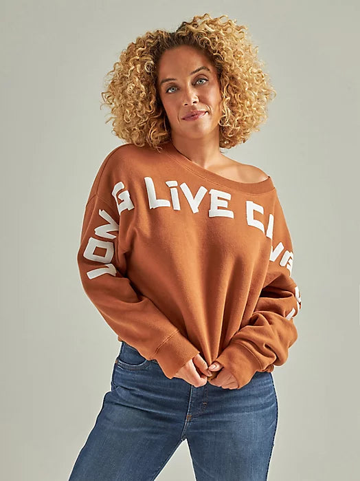 Women's Wrangler Long Live Cowboys Tan Sweater